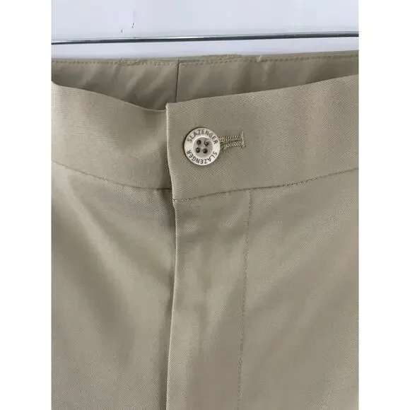 Slazenger Golf Pants Size W34 L30 Flat Front Chino Khaki Beige Zipper Front - Picture 4 of 8